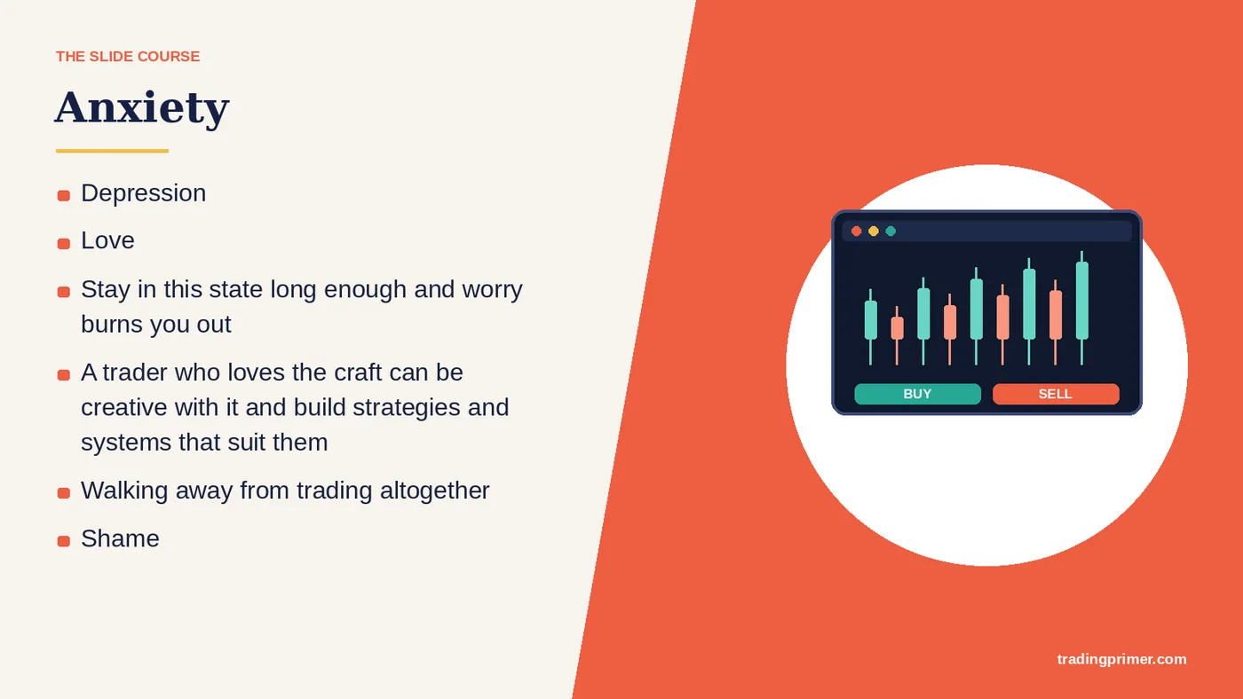 Stay in this state long enough and worry burns you out · Anxiety · A trader who loves the craft can be creative with it and build…