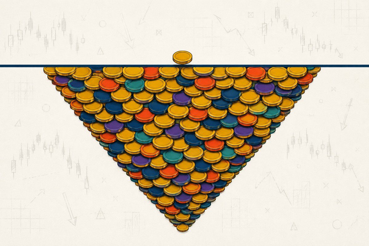 Graphic of one visible coin above a line and a huge hidden wedge of coins below it, representing the hidden costs of a crypto trade