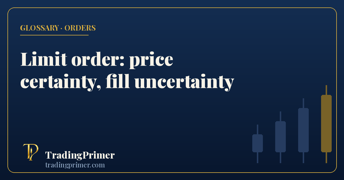 Limit order: a resting order at a chosen price that waits for the market to come to it